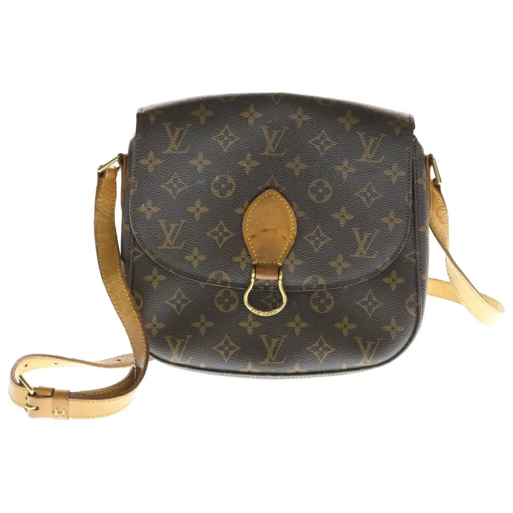 LOUIS VUITTON Monogram Saint Cloud Shoulder Bag Brown Leather